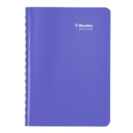 Blueline® Essential Academic Daily/Monthly Planner, August 2024 to July 2025, Twin-Wire Binding, Soft Vicuana Cover, 8" x 5", Dusty Purple (CA201F.03-25)