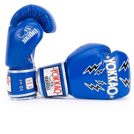 YOKKAO Muay Thai Lace Up Stadium Gloves - Blue - 10oz
