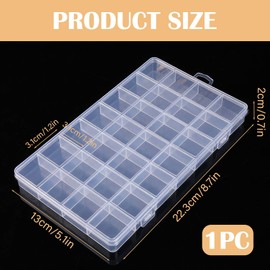 Supecesorio 28 Compartments PP Storage Box - Transparent Sorting Box for Jewellery, Beads & Small Parts | Stackable Organiser Box with Fixed Dividers | Robust PP Plastic for Crafts, Office & Rice