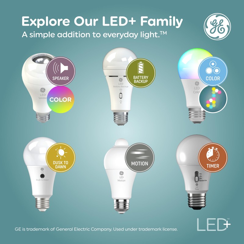 GE LED+ Color Changing LED Light Bulbs with Remote, No