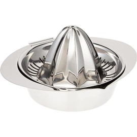 WMF Gourmet citrus press with container, Ø 9 cm, manual juicer for oranges, lemons, limes, matt Cromargan stainless steel, dishwasher-safe