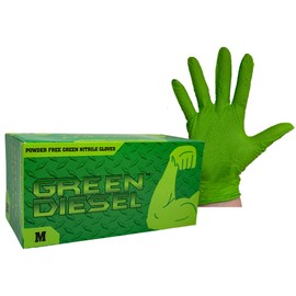 Golden Protective Services Outlet The Green Diesel, Powder Free Green Nitrile Gloves, Ambidextrous, 8 Mil, Diamond Textured, Sizes M-XXL, Sold by Box (XXL)