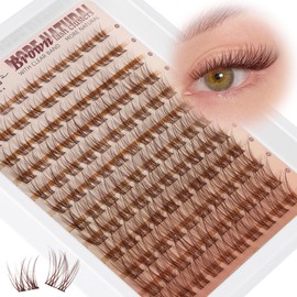 Brown Lash Clusters Natural Invisible Band Eyelash Clusters Wispy Brown Lashes Clusters 8-16mm Cluster Eyelash Extensions Natural Look DIY at Home for Everyday Wear by WTVANE