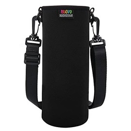 Nuovoware Water Bottle Carrier, Premium Neoprene Portable Insulated Water bottle Holder Bag 1000ML with Adjustable Shoulder Strap Fit Stainless Steel, Plastic Bottle, XL Size, Black