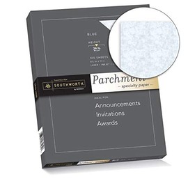 Southworth Colors + Textures Fine Parchment Paper, 24#, 8.5 x 11Inches, Blue, 100 per Pack (P964CK), (Model: P964CK/3/36)