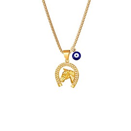 BeTime Evil Eye Necklace: Horse Necklace | Horseshoe Necklace for Women with Zircon, 18k Gold Plated Jewelry Gift