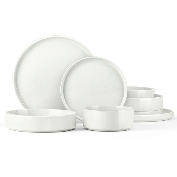 Stoneware Dinnerware Sets for 2, Onader Speckled Plates and Bowls,