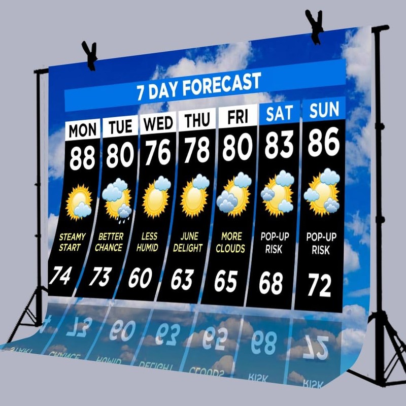 Weather News Broadcast Backdrop 7x5ft 7-Day Forecast Studio TV Backdrop