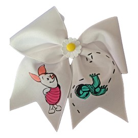 Cheer Bows White Piglet with Flower center Hair Bow