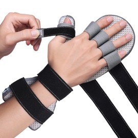 Stroke Hand Brace Splint for Straightening 5 Fingers with Resting Support, Prevent Fingers Curling, Dupuytren's Contractures, Spasms, Fit Right & Left, Men & Women - L
