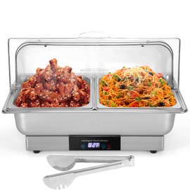 Dyna-Living Electric Chafing Dishes for Buffet 9.5QT Buffet Servers and Warmers, 600W Food-Grade Stainless Steel Chafing Dish Buffet Set with TEM-Control Display, Food Warmers for Parties