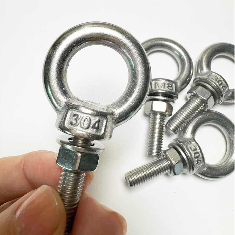 CHHGGNN 304 Stainless Steel Eye Bolt, 4 PCS M8 Heavy