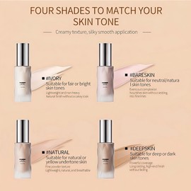 Nude Foundation, Natürliche Leichtgewicht Flüssige Foundation mit Pinsel, Farbkorrekturcreme Wasserfest und langanhaltend, Deckt sanft & Schützt die Haut, Für einen makellosen Nude-Look (Elfenbein)