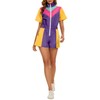 Yisfri Womens 80s 90s One Piece Outfit Vintage Zip Front