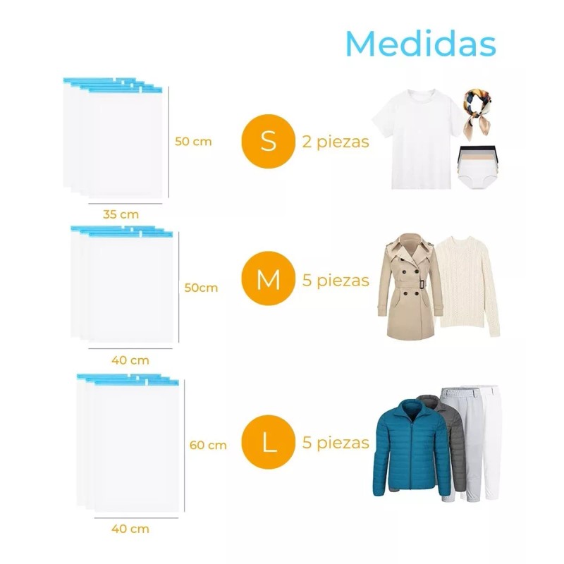 Doble G Bolsas Vacío Ideales Para Viaje Y Almacenamiento 12