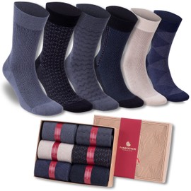 Bambooven Men’s Dress and Trouser Socks – Premium Bamboo, Super Soft, Odor Free and Breathable, Calf Socks, Crew Socks, Luxury Bamboo Fibers (6 Pack)