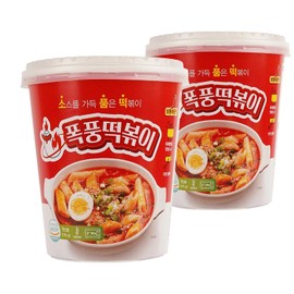 LENITH Instant Korean Streetfood, Sweet and Spicy Gochujang Sauce Tteokbokki in Cup, 2 Cups K-Food Original Flavor, Rice Cakes 6.2oz. 175g