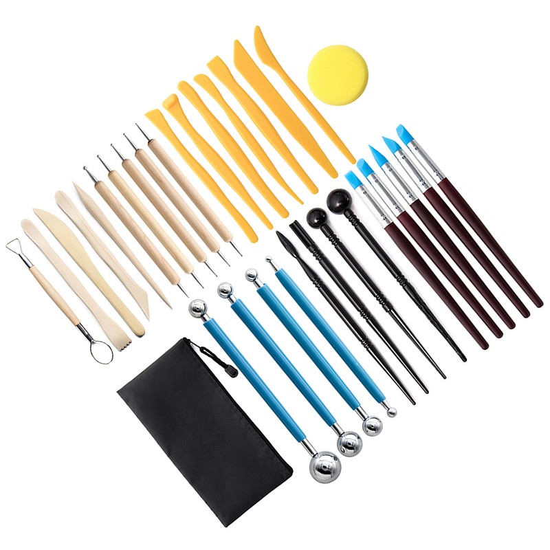 32Pcs Polymer Clay Tools Durable Wood Metal Comfortable Handle Food