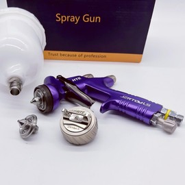 LVLP HTE Paint Spray Gun, 1.3 mm Stainless Steel Nozzle Air Spray Gun with 1.5 mm Tip, Automotive Painte Spray Gun,Varnish Paint Sprayer, Air Tools (Purple)