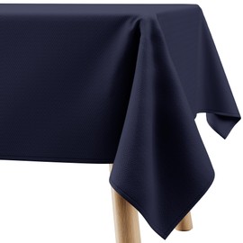 Filumi Tablecloth 120 x 240 cm Dark Blue Washable for Indoor Outdoor Geometric Zigzag Pattern Verte