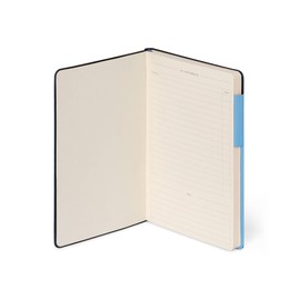 Legami - My Notebook, 6mm Lined Notebook, Retro Blue, Medium, FSC Certified Paper, 192 Pages, Soft Cover, Elastic Closure, 13 x 21 cm