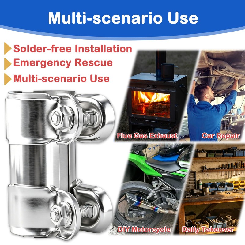 ZEJIRUI Double Bolt Exhaust Clamp 60mm 2.36in for Car Exhaust