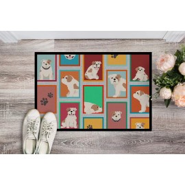 Lots of Piebald English Bulldog Doormat - Weatherproof, Non-Slip Welcome Mat