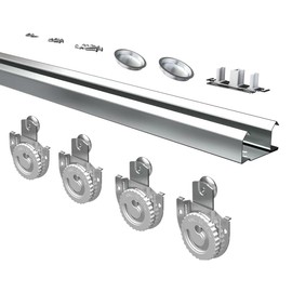 Bypass Sliding Door Hardware 96", Bypass Wardrobe Closet Door Track Set, Smoothly and Quietly, for 2 Door System