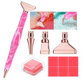 Heyseri Diamond Art Accessories, Diamond Painting Pen Accessories Tools Set, Stainless Steel Metal Pen Tips, Ergonomic Diamond Art Drill Pen and 6 Painting Glue Clay, Comfort Grip and Faster Drilling