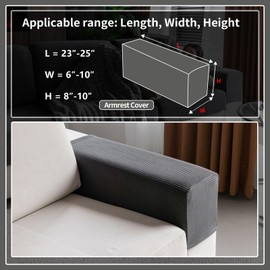 OHSIO Stretch Sofa Covers for Sectional Couch – Soft Washable Sofa Slipcovers 2 3 4 Seater, Pet-Friendly, Anti-Slip Furniture Protector(1 Piece Armrest Sofa Cover, Dark Gray)