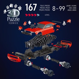 Ravensburger 3D Puzzle Iconics: 12008036 Dodge Challenger R/T Scat Pack Widebody - Muscle Car Powerhouse as Detailed Model Car for Real PS Fans