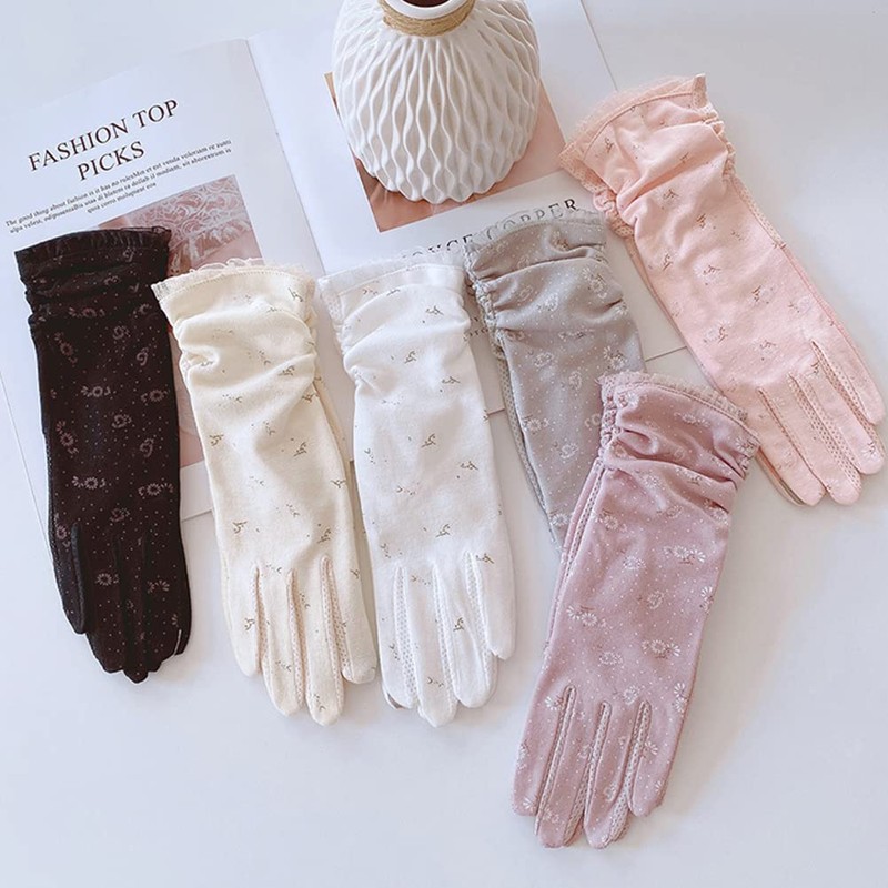 SEENFAAN Women's Summer Gloves, Cotton, UV Gloves, Sunscreen, Rough Hands,