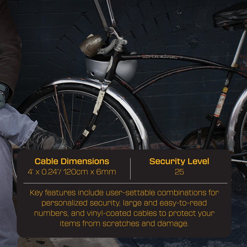 Onguard Terrier Combination 4 Cable Lock, 120cm x 6mm