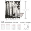 Semtomn Decorative Shower Curtain Silhouette of Pine Forest Family Deer