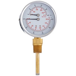 PIC Gauges TRI-HD-302L-G Bottom Mount Industrial Heavy Duty Round Dial Tridicator w/ SS Case, Plastic Lens, 3" Dial, 1/2" Male NPT, 0/200 psi Range, 80/320° F Temperature Range