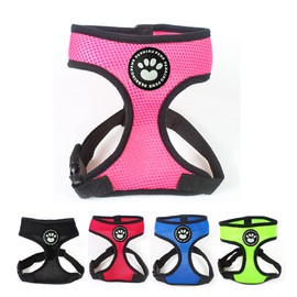 Dog Harness Puppy Harness Small Dog Harness Waterproof Soft Mesh Fabric Dog Puppy Pet Adjustable Harness Lead Leash Clip (M, Pink)