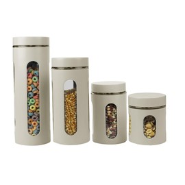 Home Basics Retro Kitchen Canisters For Countertop (3 Piece Set) Turquoise Contains See-Through Windows; Great For Flour, Coffee, Sugar, Dry Ingredients, Snacks