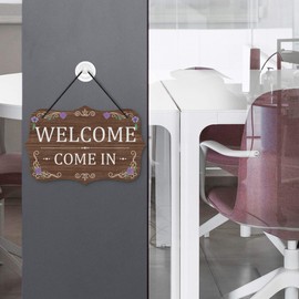 Putuo Decor Meeting In Progress Office Door Signs, PVC Do Not Disturb Door Hanger Sign, Reversible Welcome Please Come In A Meeting Door Sign for Office Meeting Door Therapist Commercial Home Use