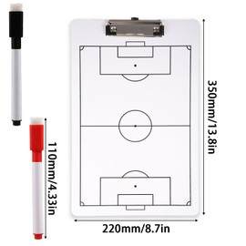 SAVITA Football Tactical Board, Drywipe Double-Sided Trainer Clipboard Football with 2 Dry Wipe Markers and a Carabiner, Marking Boards for Coaches and Referees