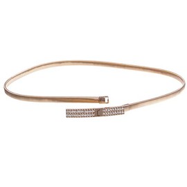Women's Rhinestone Skinny Rectangular Elastic Chain Punk Wedding Belt Piece Stretch Waistband, Rose Gold