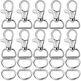 PAXCOO 60Pcs Swivel Snap Hooks and D Rings for Lanyard and Sewing Projects (1” Inside Width)