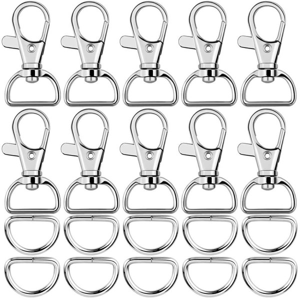 PAXCOO 60Pcs Swivel Snap Hooks and D Rings for Lanyard