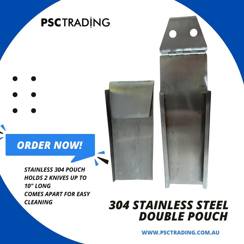 Stainless Steel 304 Knife Scabbard, Double Pouch, (Holds Knives Up