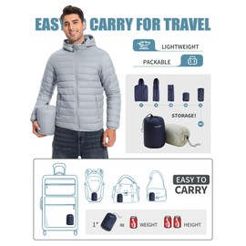 Pioneer Camp Puffer Jacket Men Lightweight Packable Down Jacket Men Hooded Insulated Thermal Warm Winter Jackets for Snow Ski