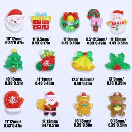 Nail Parts, Christmas, Set of 100, 3D, Cute, Santa, Snowman, Bells, Christmas Tree, Reindeer, Stylish, Colorful, Christmas Parts, Nail Art, Deco Parts, Jewelry Parts, Resin, Accessory Parts, DIY Craft