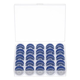 HARFINGTON Prewound Bobbin Thread Set Standard Sizes with 25 Compartments Box for Embroidery and Sewing Machine, Navy Blue