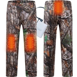 NEW VIEW Men's Camo Heated Pants with 10000mAh Battery Pack, Fleece Lined Insulated Hunting Pants for Cold Winter Outdoors