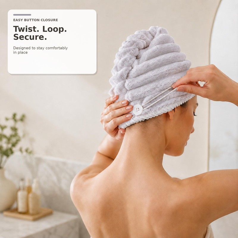 2 Packs Large Microfiber Hair Towels for Women, Super Absorbent