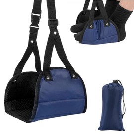 VVGAOGES Aeroplane Footrest, Foot Hammock, Portable Footrest, Adjustable Carry-On Foot Hammock for Travel, Plane, Car and Office (Blue)