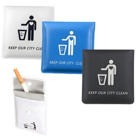 YINKE Portable Ashtray, Small Ashtray, Pack of 3, Portable Storage Pouch, EVA, Waterproof, Fireproof, High Temperature, Pocket Ash, Lightweight, Convenient, Butt, Portable, Ashtray, Smoking Area